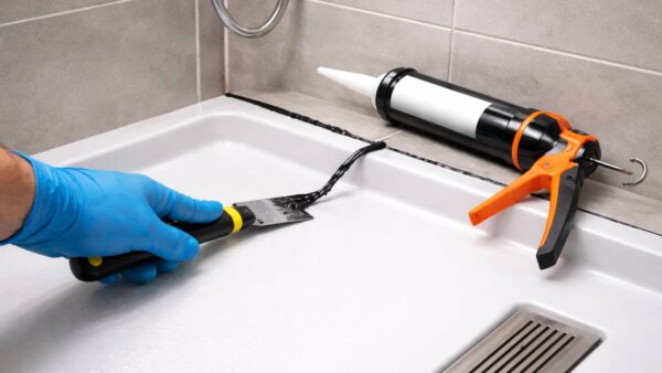 Juntas de silicona negras o rotas en la ducha: cómo retirarlas y sellar de nuevo correctamente